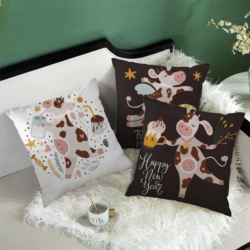 

Nanacoba Cartoon Cow Pillow Covers Decorative Christmas PatternThrow Pillow for Living Room Sofa Chair Farmhouse Home Decor
