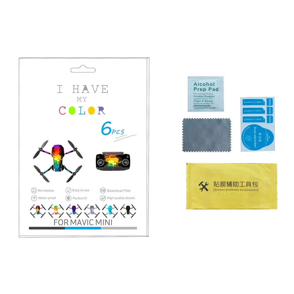 

6 Pcs Set Protective Film PVC Stickers for Mavic Mini Waterproof Scratch-proof Decals Full Cover Skin Accessories
