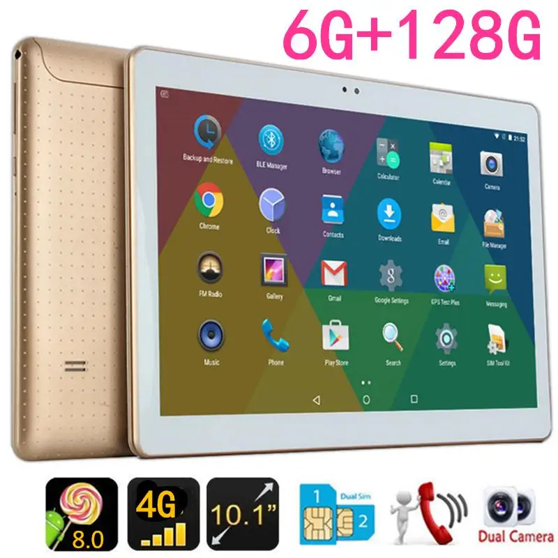 

New 10.1 Inch Tablets Octa Core 4G Phablet Android 10.0 Google Play 1280*800 IPS 8GB RAM 128GB ROM Tablet PC Dual SIM Card GPS