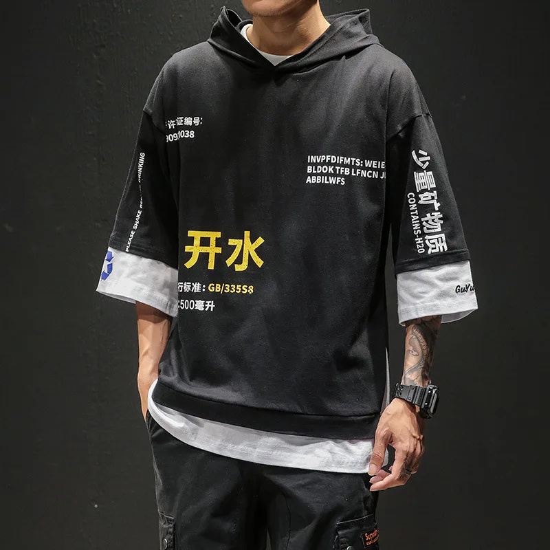 Футболки с принтом уличная одежда 2019 хип хоп Китайский Персонаж повседневные