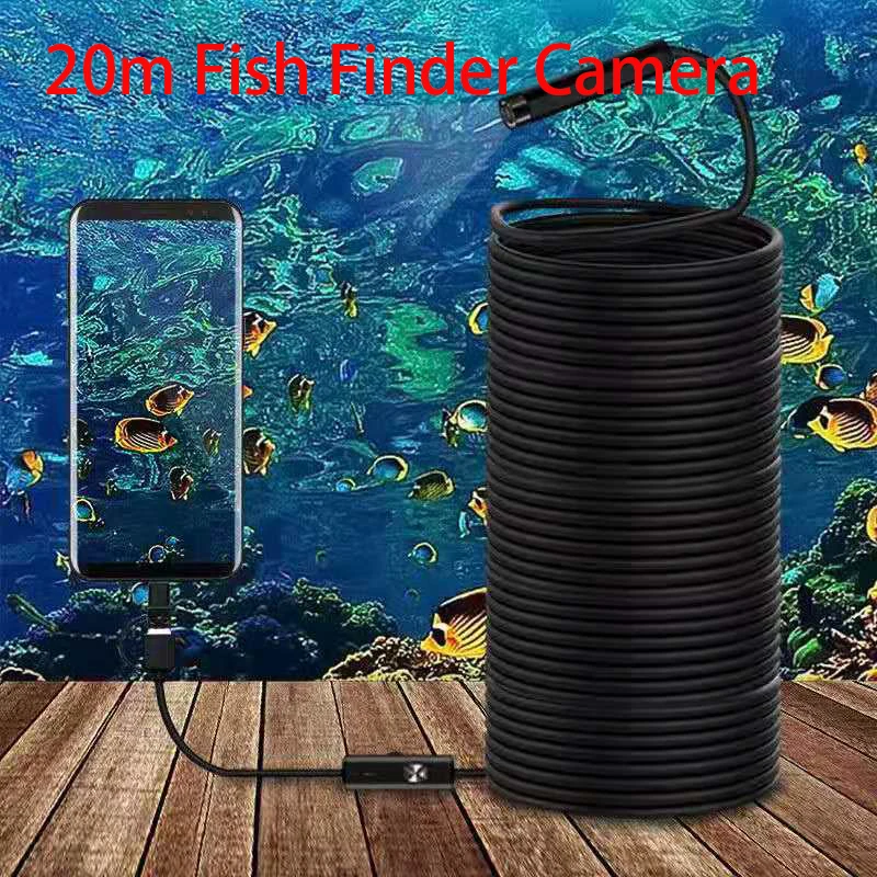 20m HD Fish Finder 8mm Usb Endoscope Winter Underwater Ice Visual Fishing Hunting Camera 6 Led for Android Type c Smartphone |