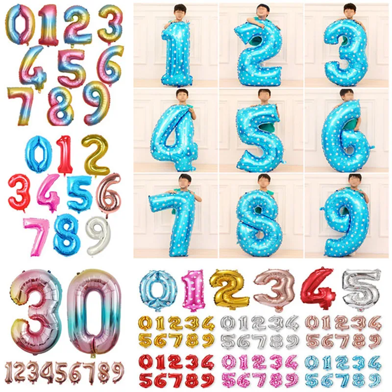 Воздушный шар из фольги с большими цифрами декор для дня рождения свадьбы