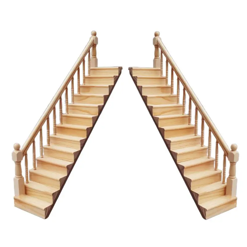 

1:12 Dollhouse Miniature Handrail Staircase Wooden Scene Plain Stairway Models