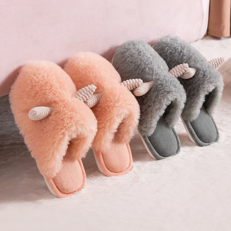 

New Winter Indoor Slippers Plush Home Shoes Slippers claw for Grown Cartoon Fur Unisex Non-slip Indoor Slippers