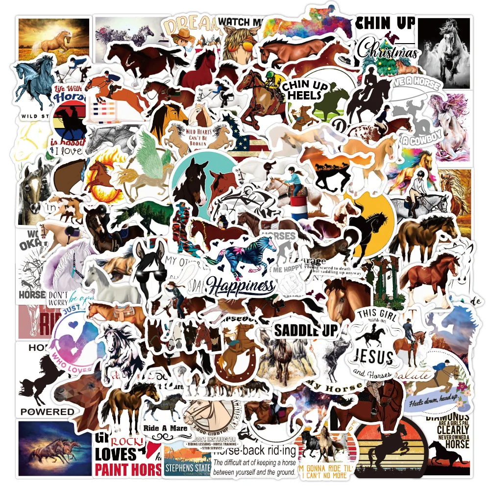 

100PCs Equestrian Performance Cartoon Stickers Luggage Refrigerator Laptop Skateboard Car Waterproof Stickers Pack