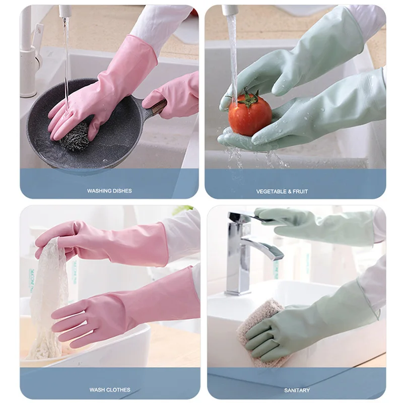 

1 Pair Gloves Safe Washing Gloves Waterproof Rubber Latex For Dish Washing Laundry Housework Dish Washing Kitchen Cleaning Cloth