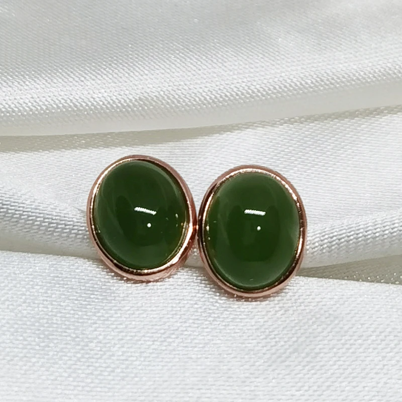 MeiBaPJ натуральный нефритовый драгоценный камень простые серьги-гвоздики реальное