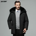 Мужской зимний пуховик большого размера, толстые теплые мужские зимние куртки с меховым воротником, куртки с капюшоном на белом утином пуху