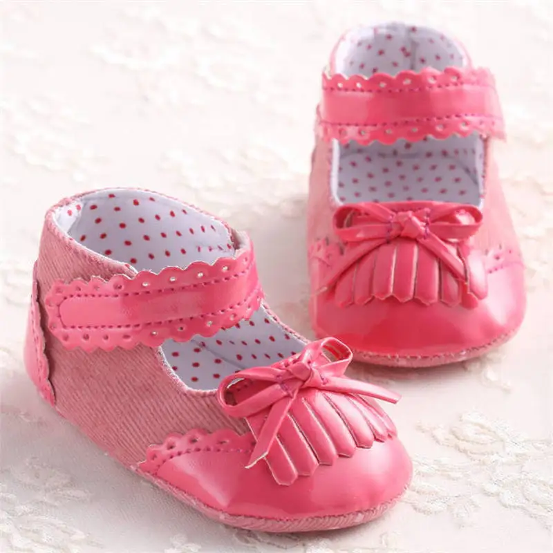 Baby Infant Shoes Girl Crib Cute Princess Bowknot Fringe Pink Blue White Newborn Toddler First Walkers |