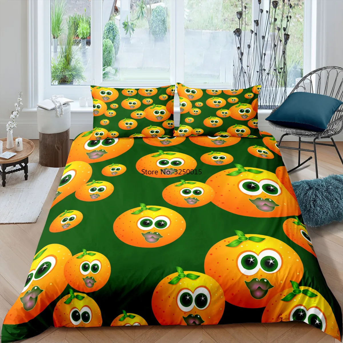 Red Orange Bedding Set Fruit Double King Duvet Quilt Cover Bedclothes Pillowcase 2/3pcs Comforter Home Textile | Дом и сад