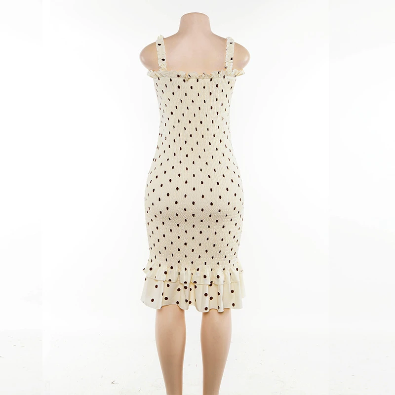 

Lyprerazy Women Vintage Summer Dress 3/4 Sleeves Dot Print Casual Dress Girls Sweet Cute A Line Mini Strap Dresses