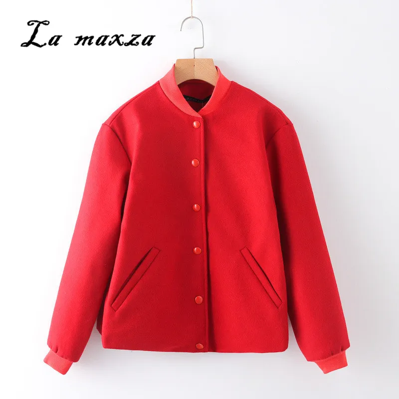 

Женская однобортная бейсбольная куртка, однотонная куртка в уличном стиле, Осень-зима