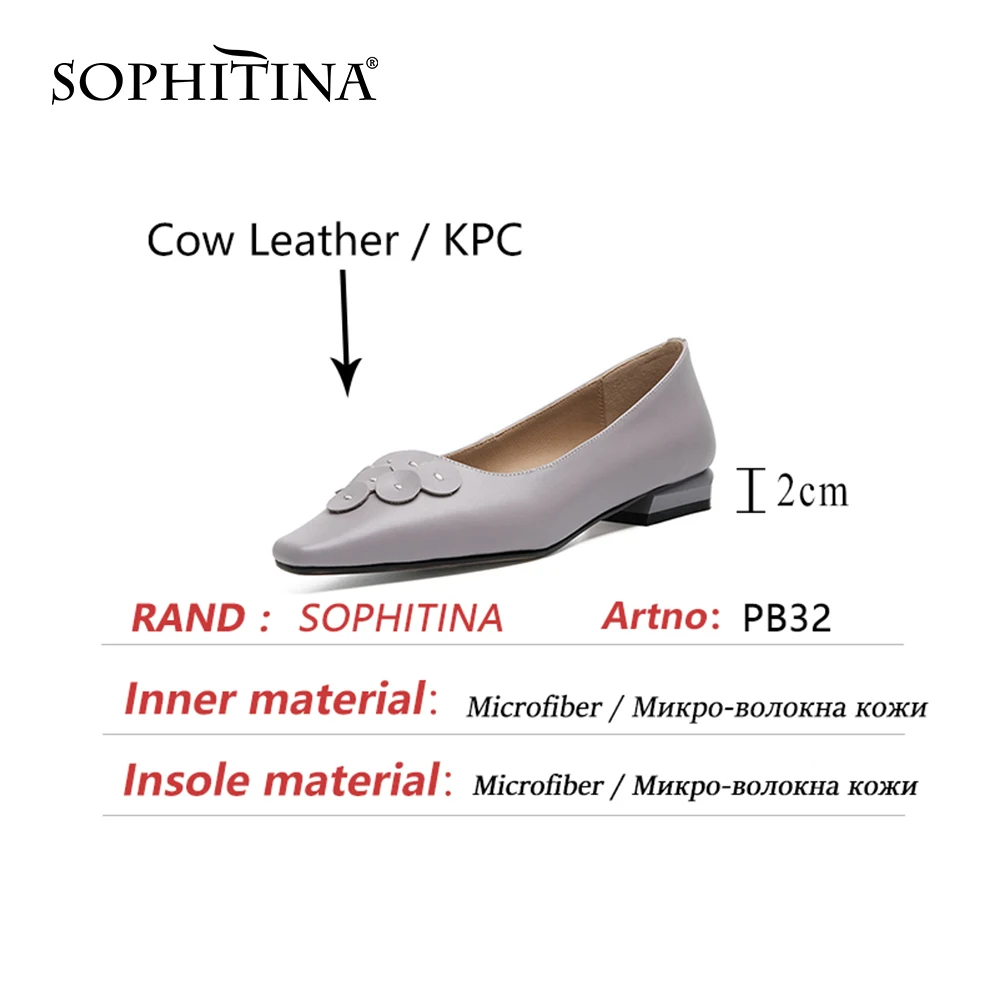 

SOPHITINA Flat Spring Autumn Woman Genuine Leather Pointed Toe Shallow Polka Dot Pattern Solid Ofice Lady Shoes PB32