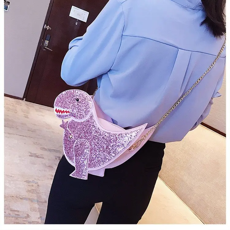 Милые блестящие сумки с динозавром модные забавные через плечо детские на