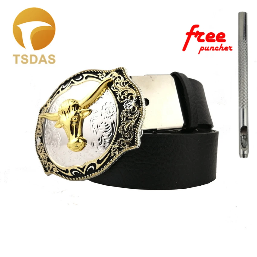 

Luxury Cow Head Gold Plating Metal Belt Buckle Head Man and Woman Jeans accessories Gift