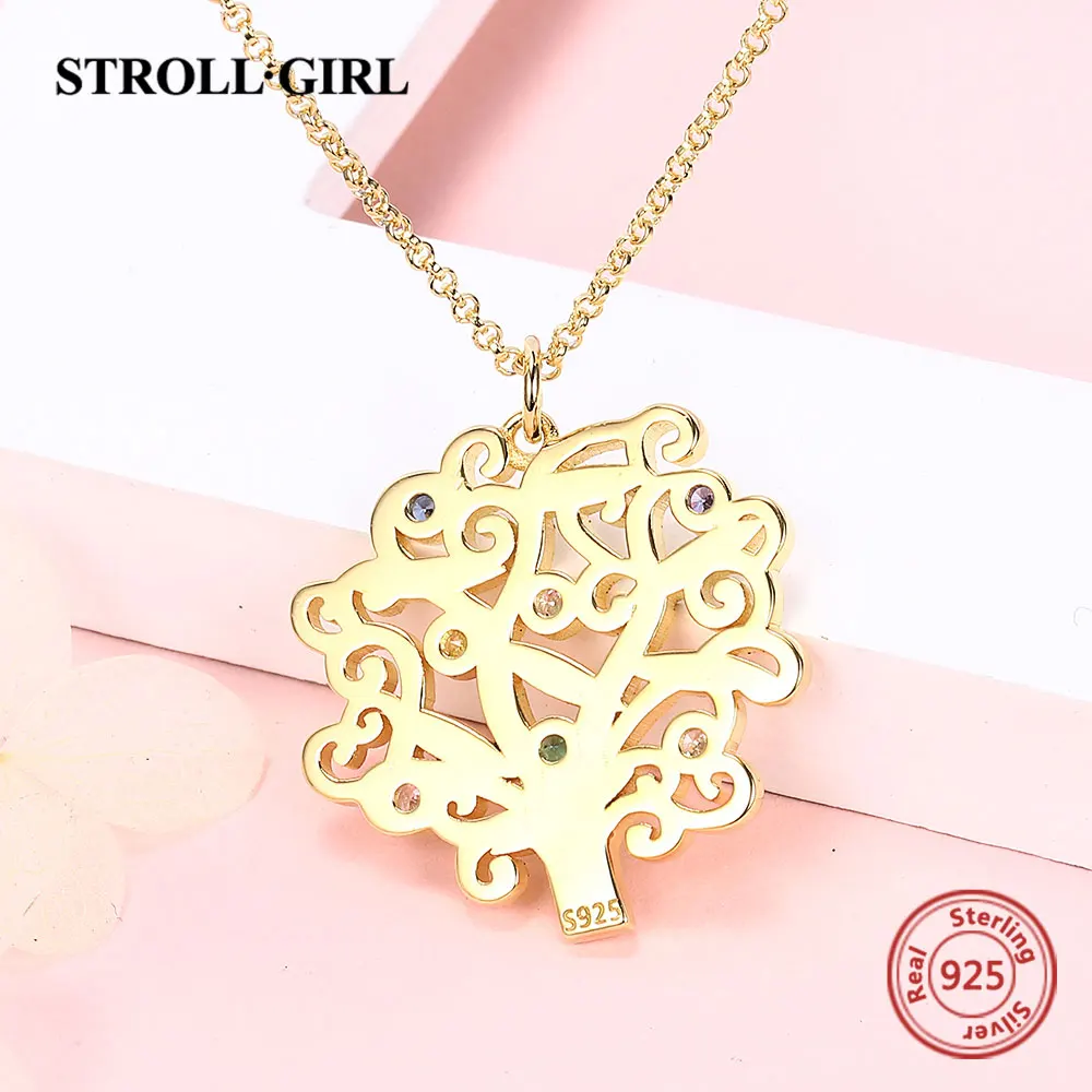 Personalized Family Pendant Chain Custom 4 5 6 7 Birthstone Names 925 Sterling Silver Tree of Life Necklace for Women Jewelry
