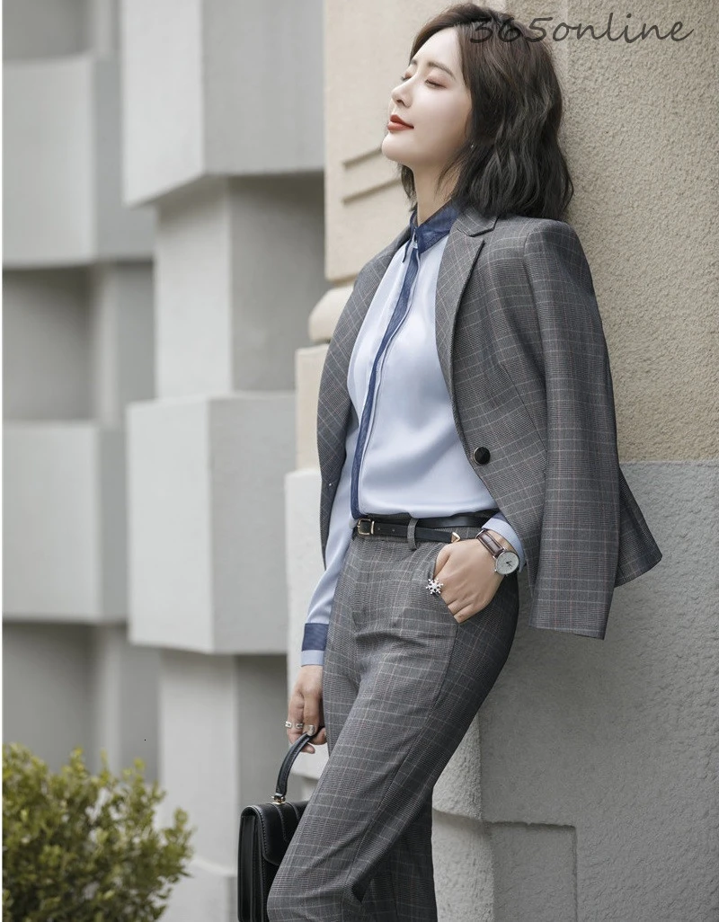 Высококачественный тканевый модный клетчатый осенне-зимний женский офисный