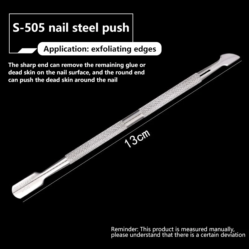 

Double-ended Stainless Steel Dead Push Nail File Skin Remover Manicure Cleaner Pedicure Cuticle Scissors Nails Accessories Tool