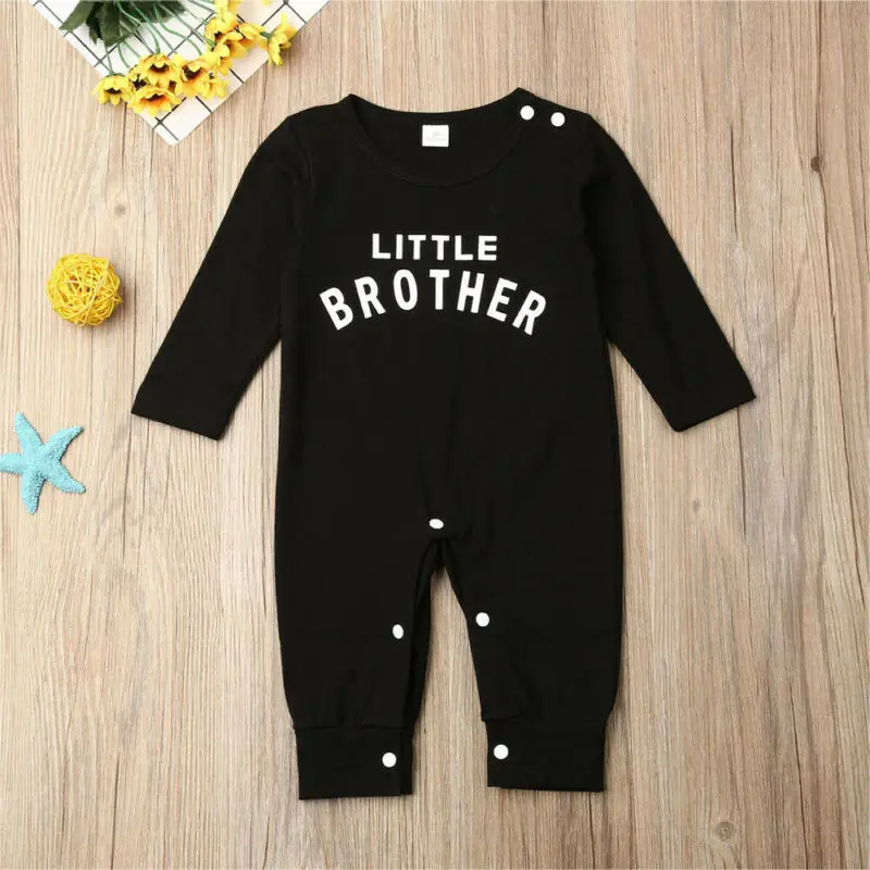 Pudcoco 2021 Newborn Baby Boy Long Sleeve Little Brother Romper Jumpsuit One-Piece Clothes |