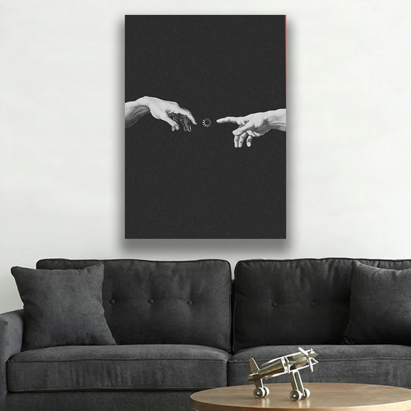 

Michelangelo Creation of Adam Painting wooden framed wall Art Frame Canvas for Living room bedroom study dorm decoration prints