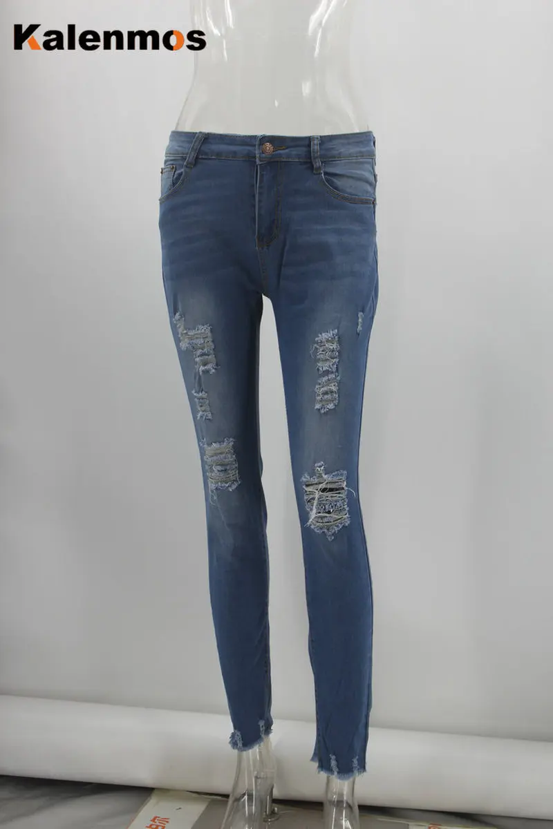 

Jeans Pants Women KALENMONS Denim High Waist Washed Pocket Bleached Summer Bandage Trousers 2020 Baggy Work Jean Women Vintage