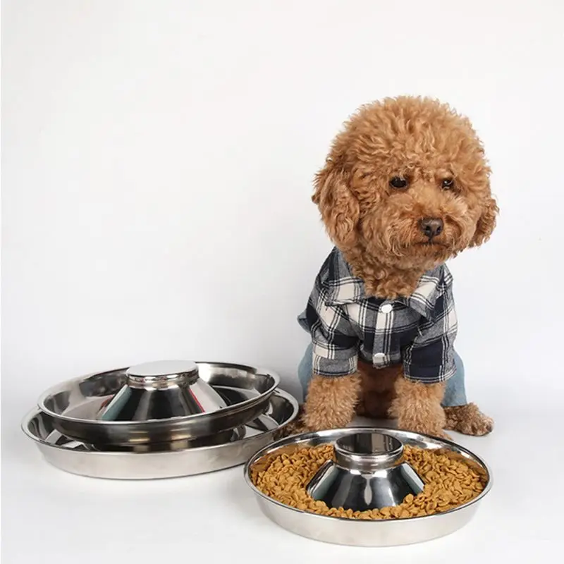 Pet Stainless Steel Round Dog Bowl Puppy Litter Food Feeding Dish Weaning Silver Feeder Water Pets | Дом и сад