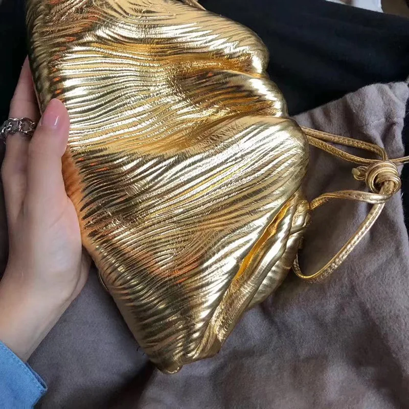 

Fashion Dumpling Handbag Luxury Brand Designer Women Bag Pouch Style Gold Striped Silver Clutch Hobos Crossbody Cloud Bags Purse