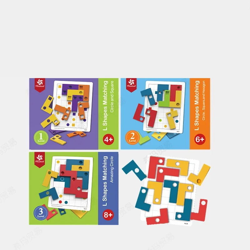 Детские Большие Размеры L type деревянные соответствующие головоломки Монтессори