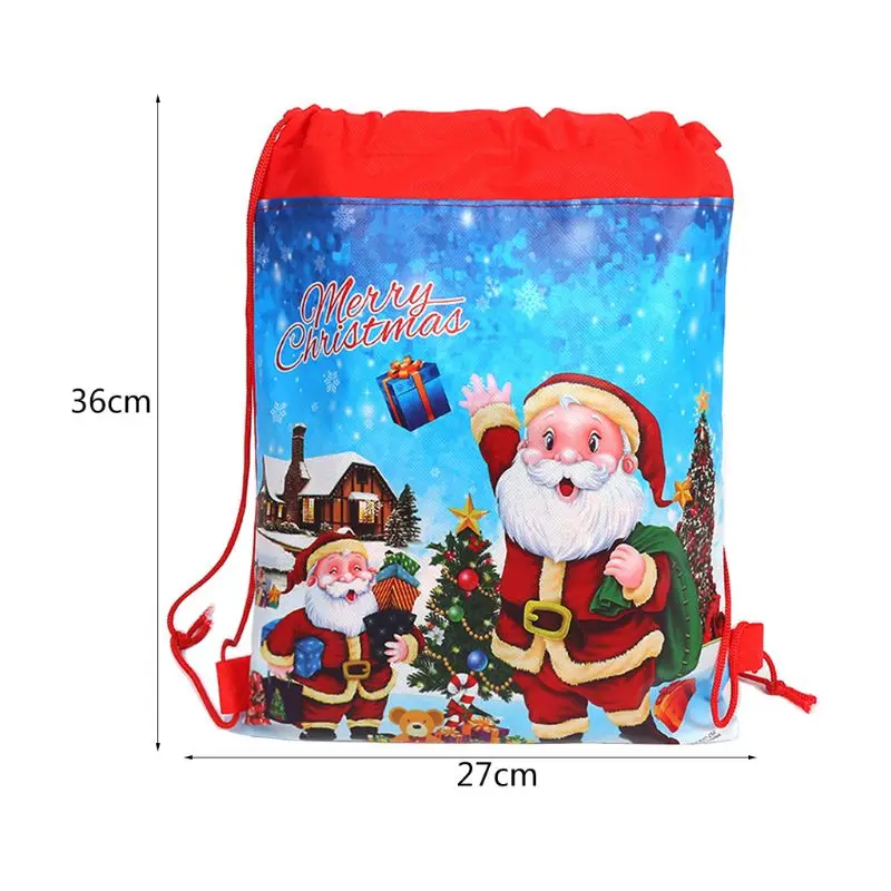 

Merry Christmas/Santa Claus Theme Drawstring Gifts Bags Cinch Kids Favors Baby Backpack Happy Birthday Party 20CA