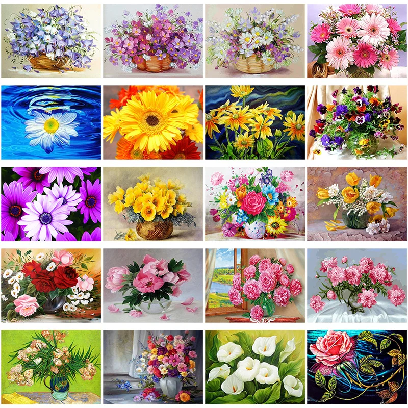 

DIY 5D Diamond Painting Flower Arranging Rose Cross Stitch Diamond Embroidery Mosaic Landscape Full Round Rhinestone Decor Home