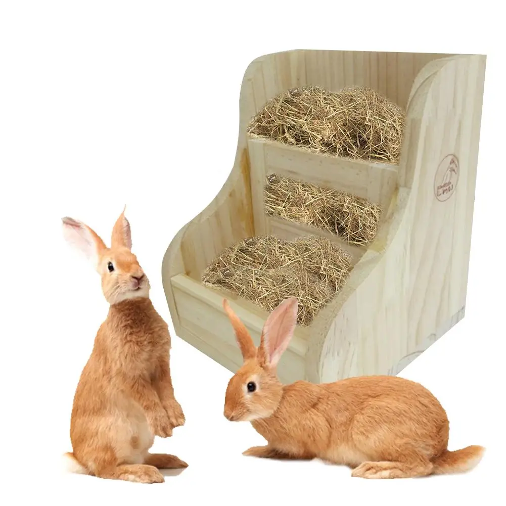 Natural Pine Hay Feeder Rabbit 2 In 1 Wooden Straw Frame Food Bowl Guinea Pig Totoro Grass Frames | Дом и сад