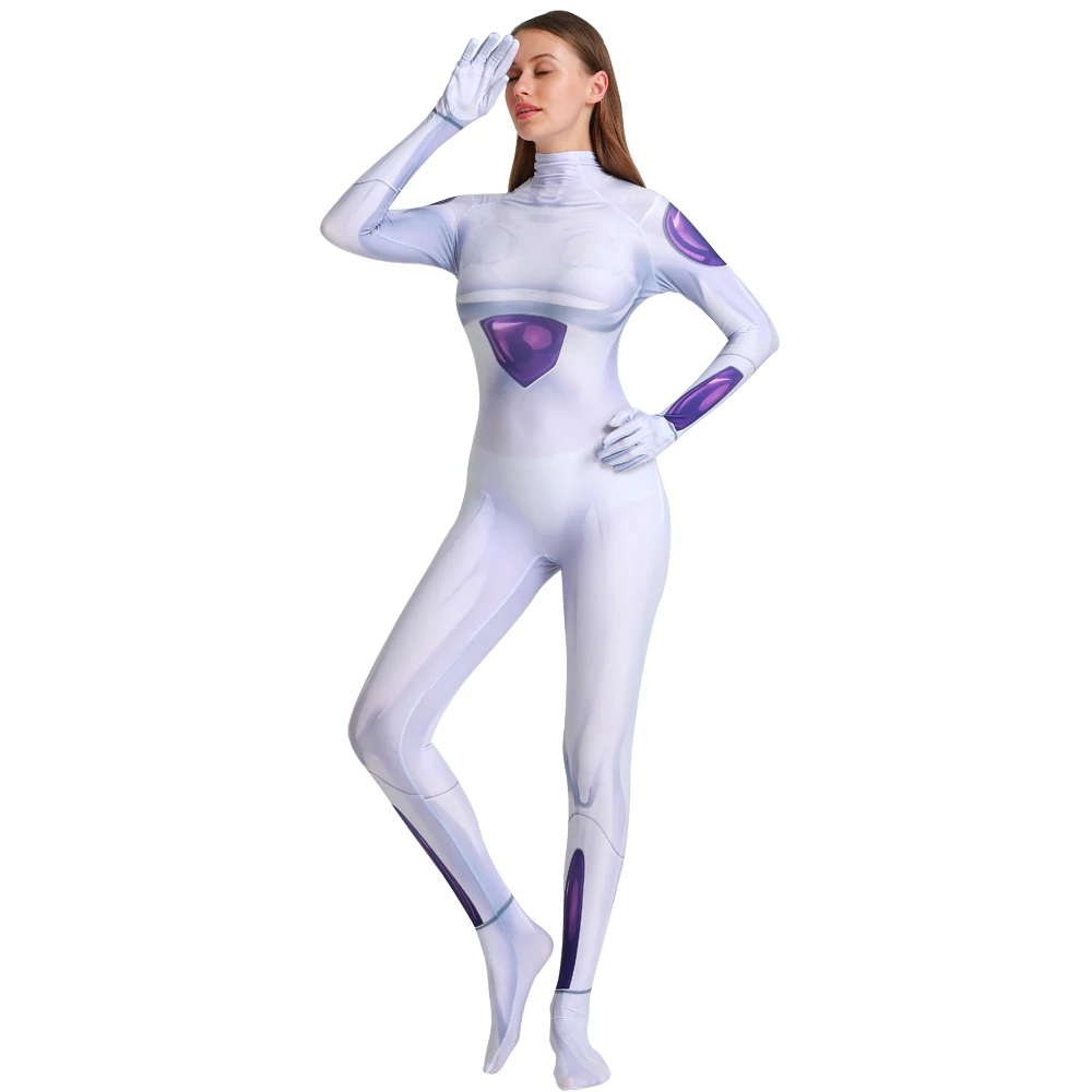 

Anime Friez Cosplay Costume Zentai Bodysuit One-Piece Jumpsuits White Carnival Suit for Women Girl