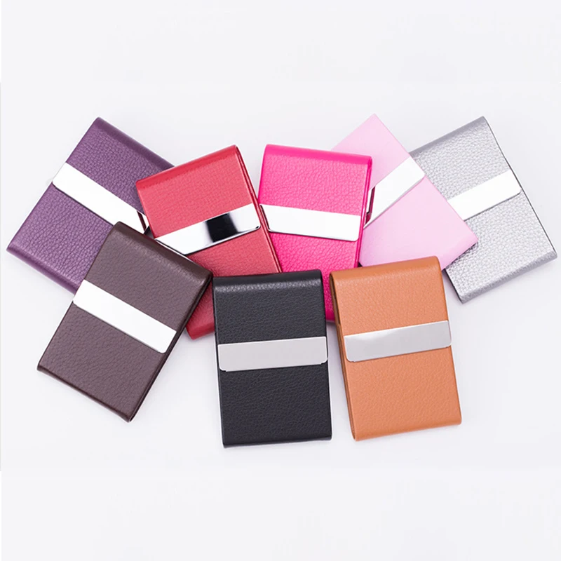 

Bisi Goro Unisex Vertical Litchi Pattern Business Card Holder Wholesale Case Clamshell Stainless Steel Simple Custom Logo Men's