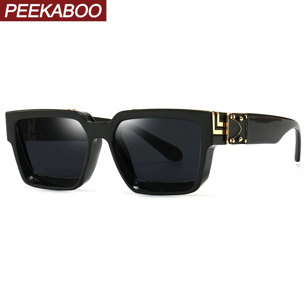 Peekaboo Черные Квадратные Солнцезащитные очки для мужчин uv400 подарок на день