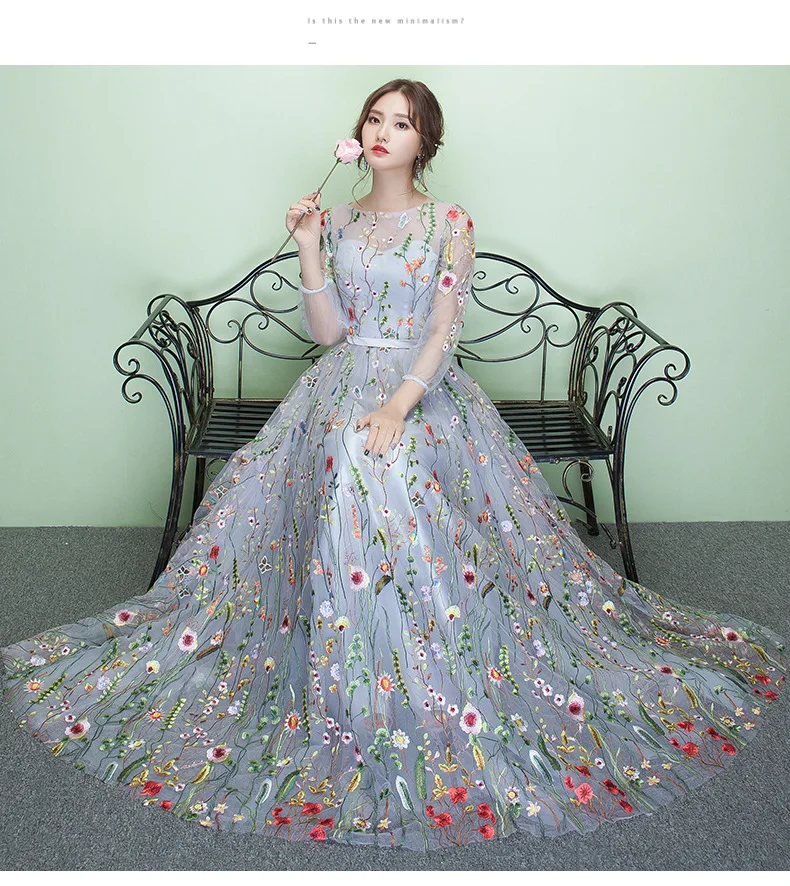 

NEW Women Banquet Dress Elegant Flower A-Line Gowns Ever Pretty Tulle Party Dresses Noble Robe De Soiree Oversize 3XL