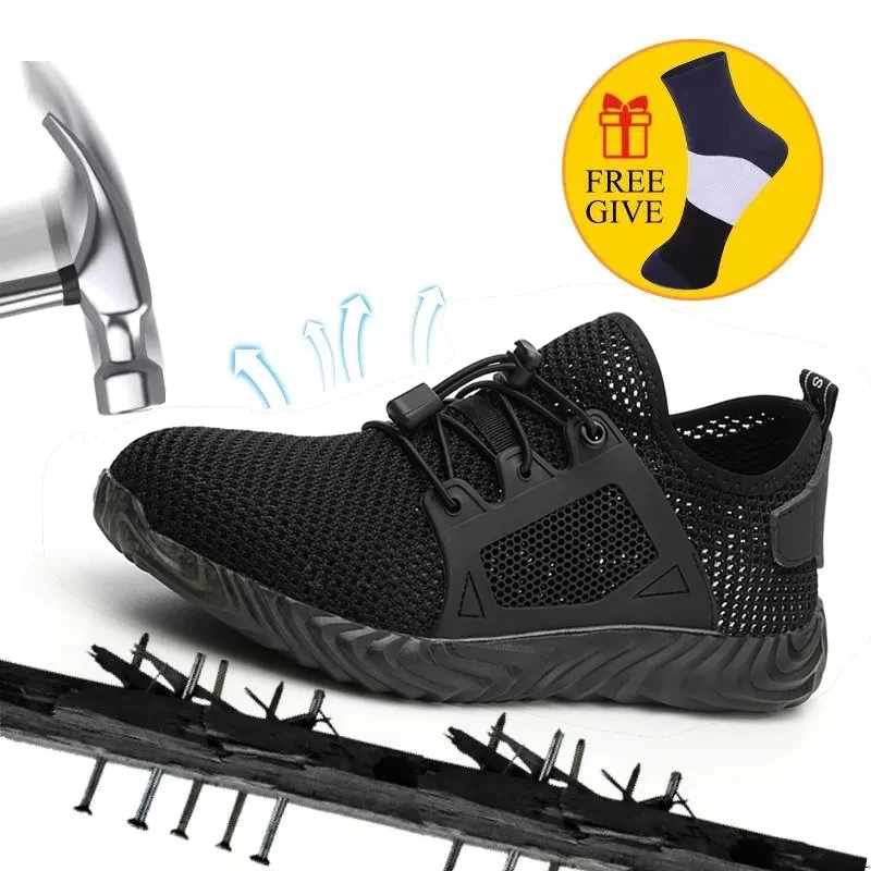 

Dropshipping Men Summer Safety Shoes Steel Toe Casual Shoes Puncture-Proof Light Weight Work Safety Sneakers For Men