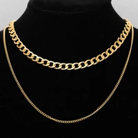new cuban thick chain double layer christmas birthday necklace style retro exaggerated and personalized chain necklace female