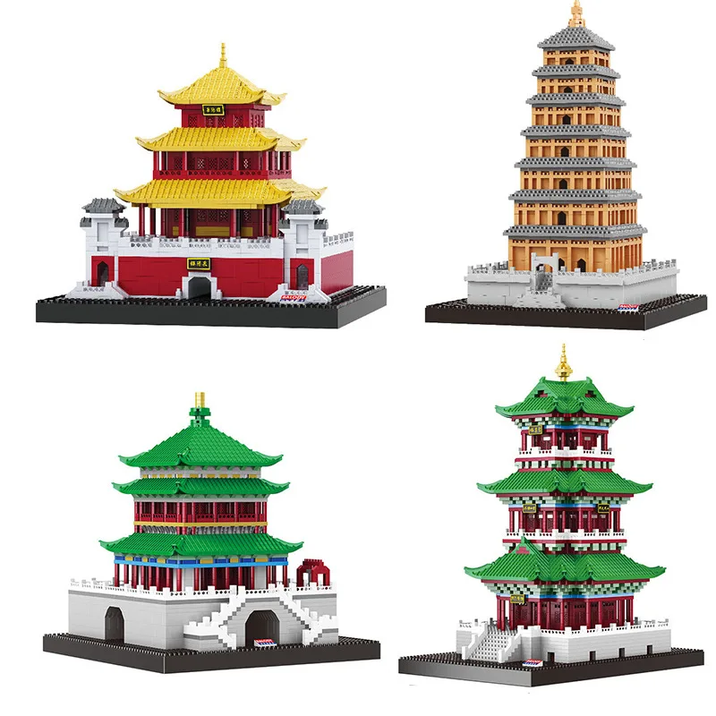 

New Balody Mini Blocks Chinese Style Castle Architecture Tower Dayan Brinquedos Toys for Children Present Kids New Year Gifts