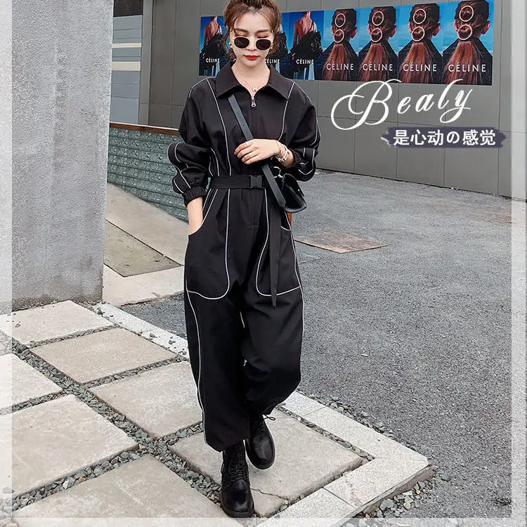 

2021 spring new Korean loose waist and thin Harlan corset luminous one-piece suit