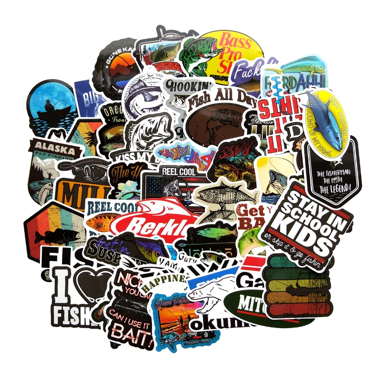 51 шт. забавные наклейки для рыбацких машин рыбалки s ноутбука чемодана