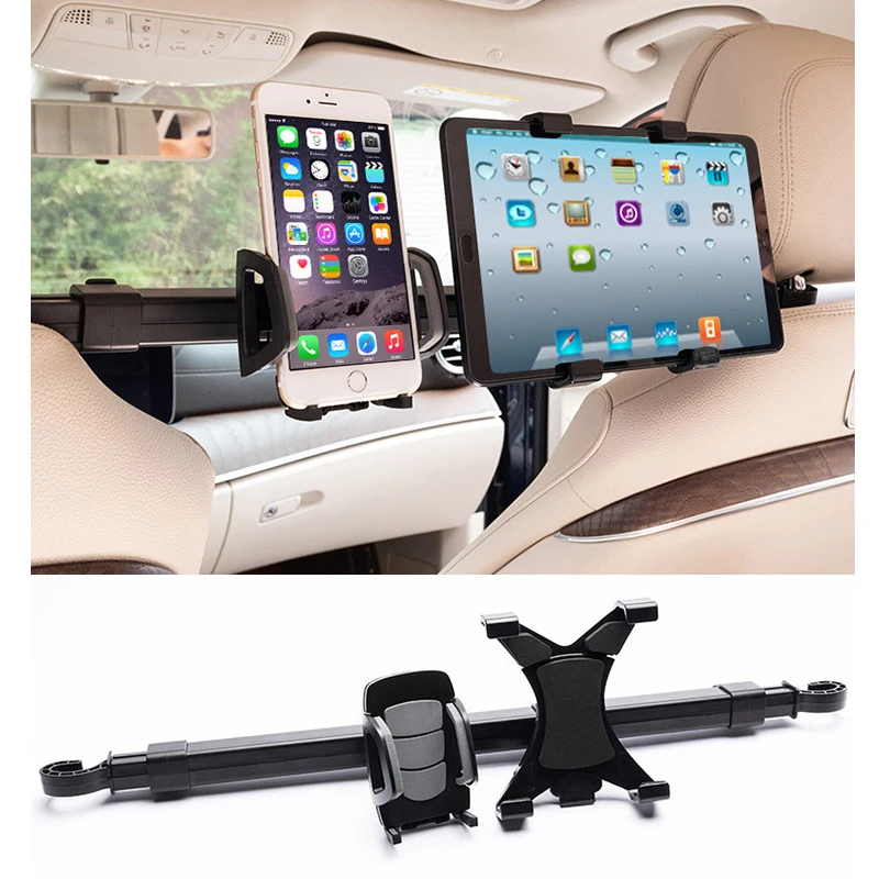 

Car Headrest Mount Stands Double Bracket For iPad Mobile Phone 4-11 Tablet Holder Back Seat Car Rear Pillow Stand 360° Rotation