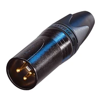1pcs switzerland neutrik nc3mxx b 3 pole xlr male cable connector with black metal housing and gold contacts