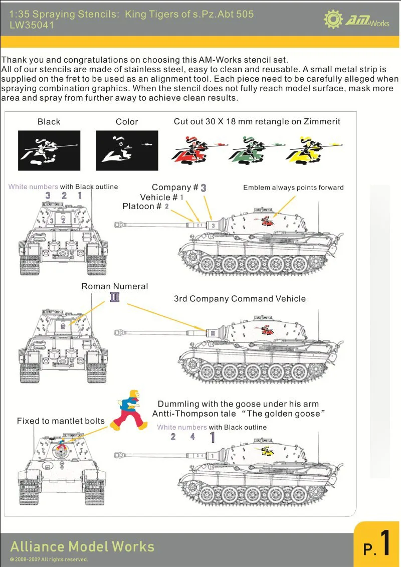 

1/35 Details Improvement Kits WWII German King Tigers of s.Pz.Abt 505 Metal Masks LW35041