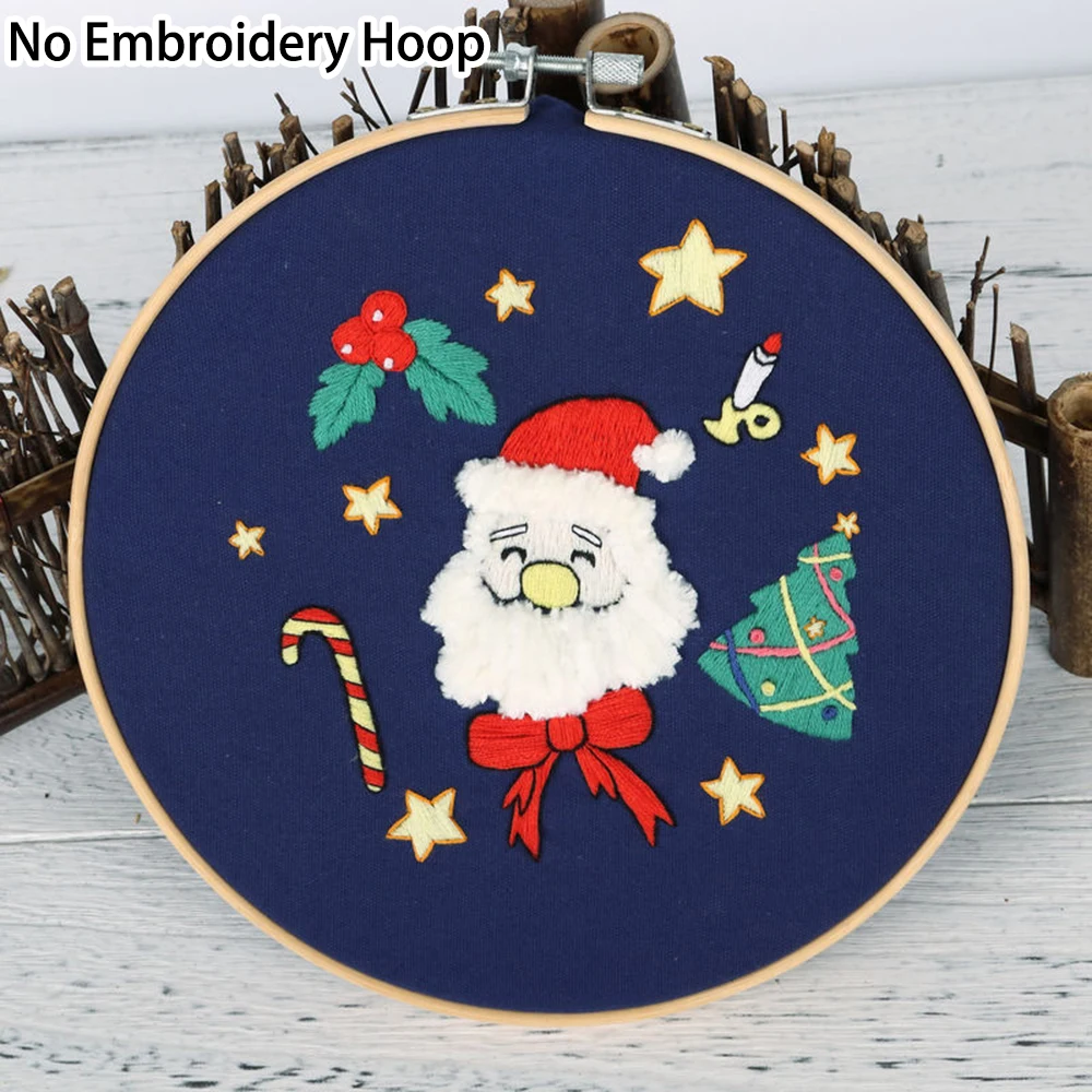 

DIY Embroidery Beginners Kits Pre-Printed Floral Pattern Cross Stitch Christmas New Year Decor Xmas Santa Claus Embroidery Kit