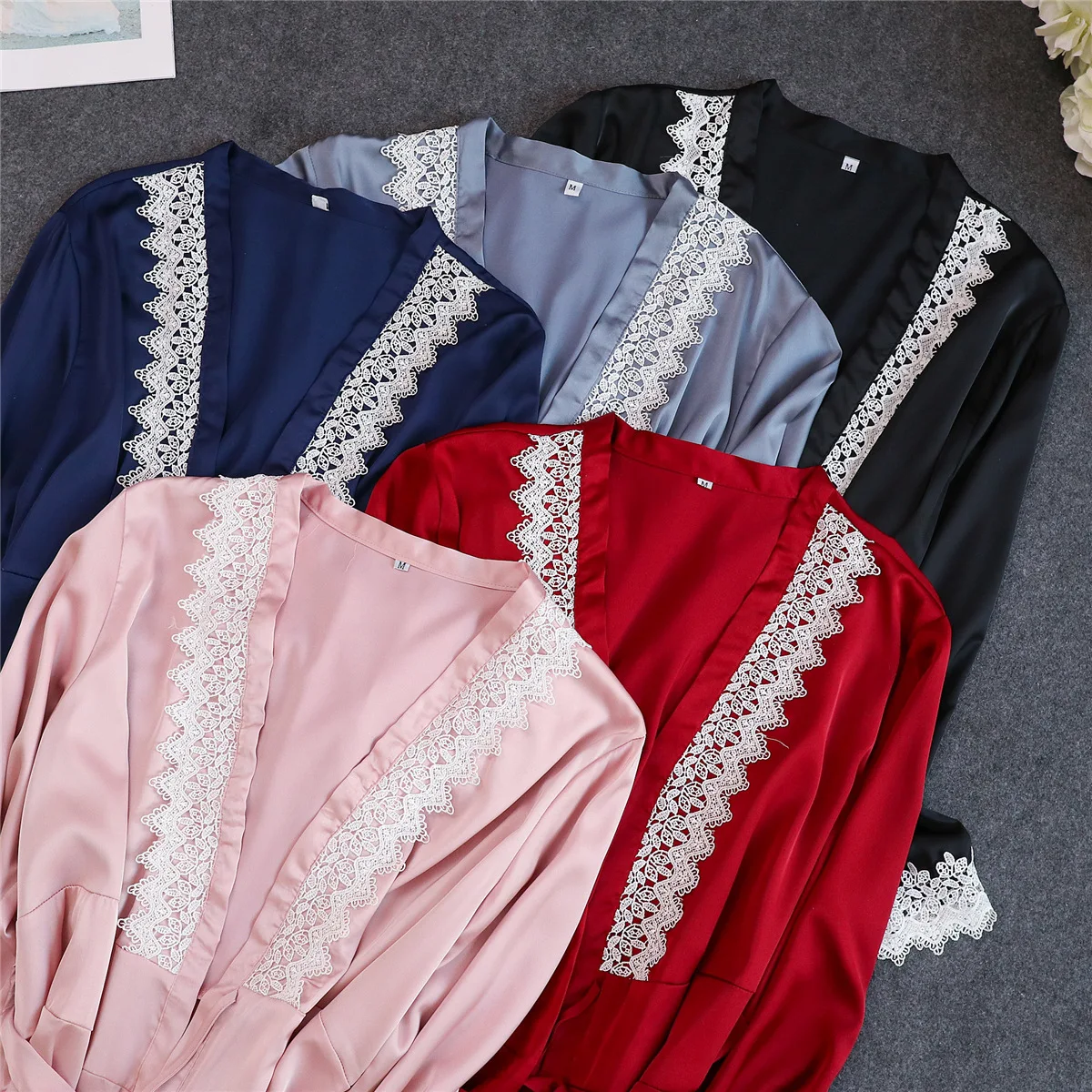 Темно синие женские 4 шт ремень Топ Брюки Костюм Пижама комплекты одежды для сна