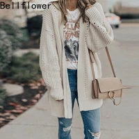white knit long cardigan women autumn winter fashion clothing v neck hollow out elegant warm outer tower casual long sleeve tops