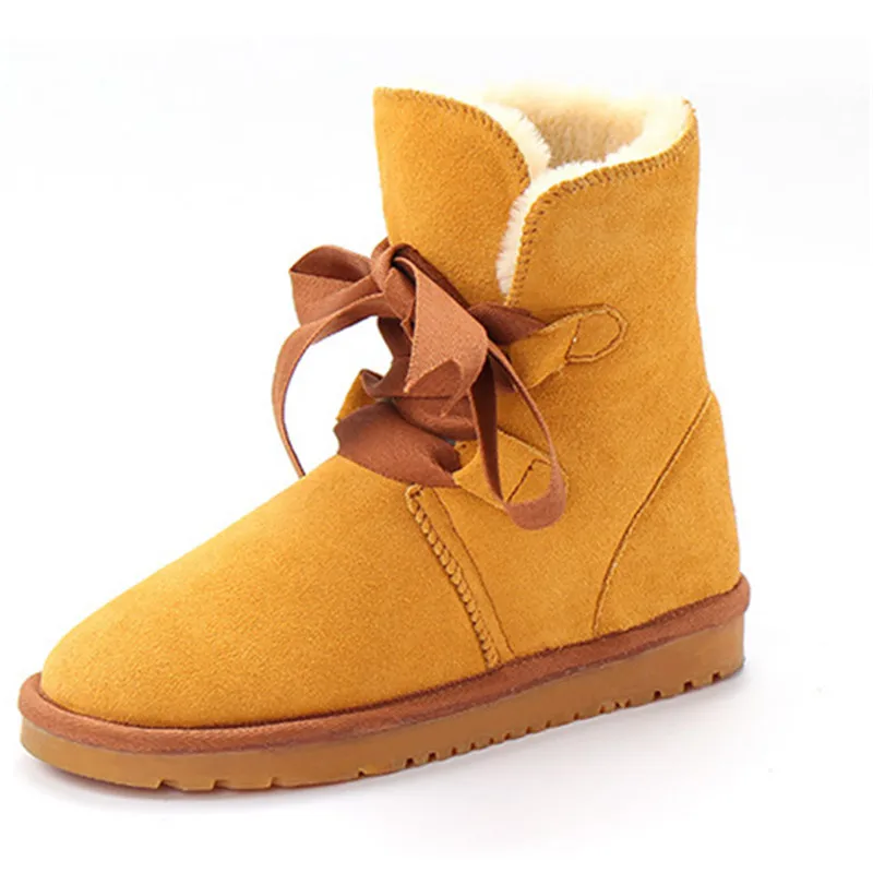 Теплые женские сапоги из натуральной кожи на толстом плюше зимние обувь до