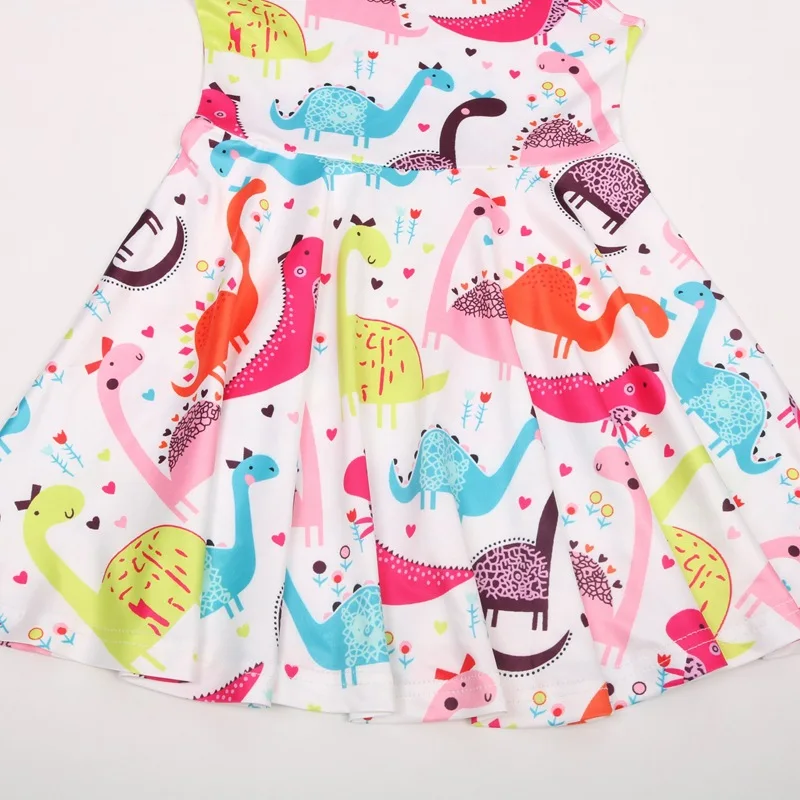 2018 Kids Dinosaur Dress Girls Ball Gown Baby Children Flower Princess Sleeveless Dresses Wedding Party Costumes | Детская одежда и