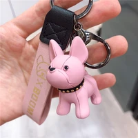 cartoon cute puppy dogfight keychains bulldog key chain automobile hanging ornament doll couple pendant fashion jewelry