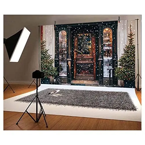 

Фон для фотосъемки с изображением новогодней двери снежинки